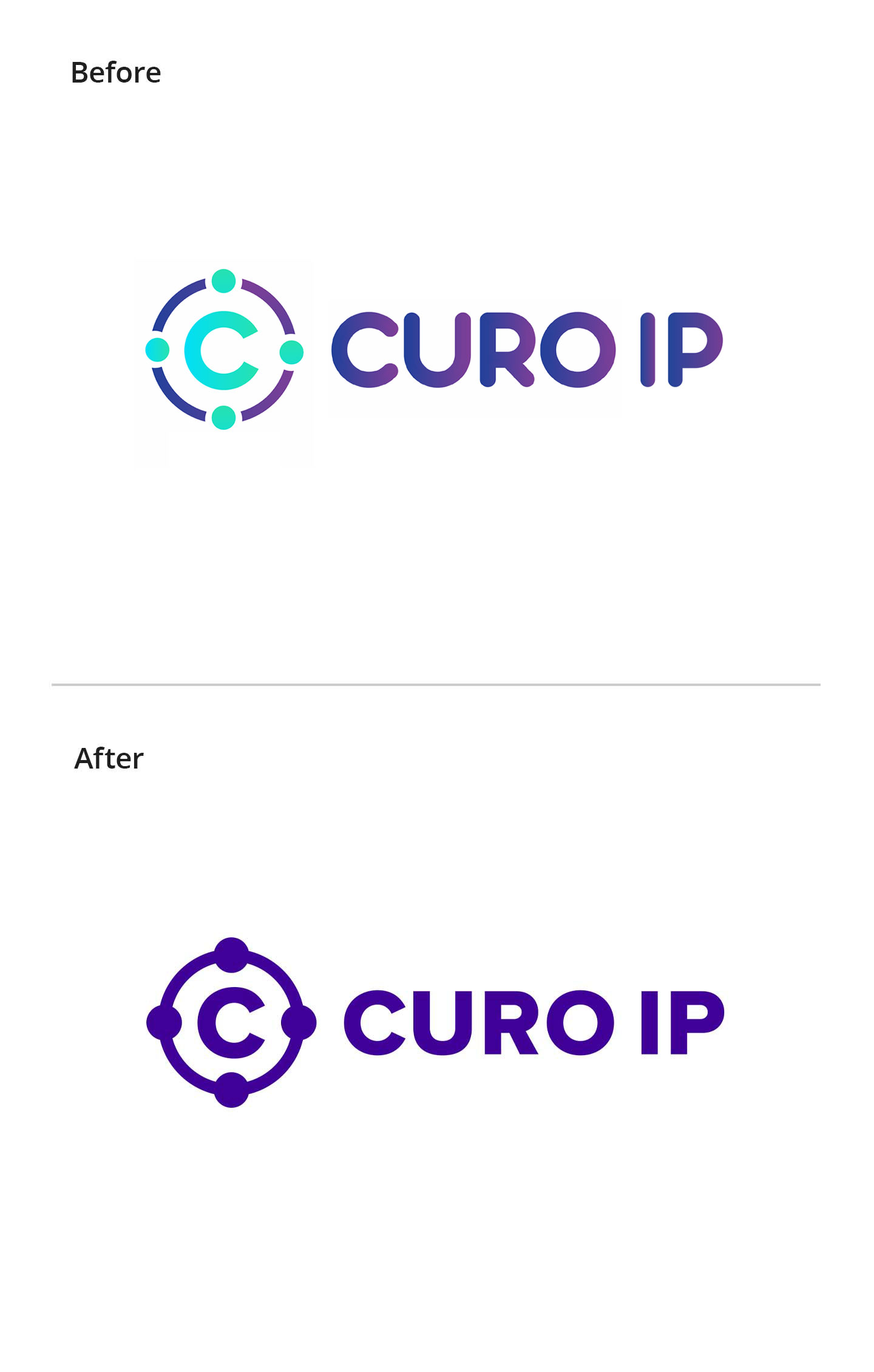Curo IP logo before and after comparison